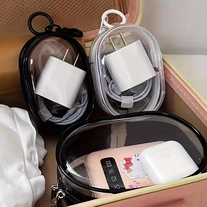 휴대용 미니 투명 지퍼 수납 가방, 다기능 헤드폰 및  - Cable Winder Keychain 리뷰 및 가격