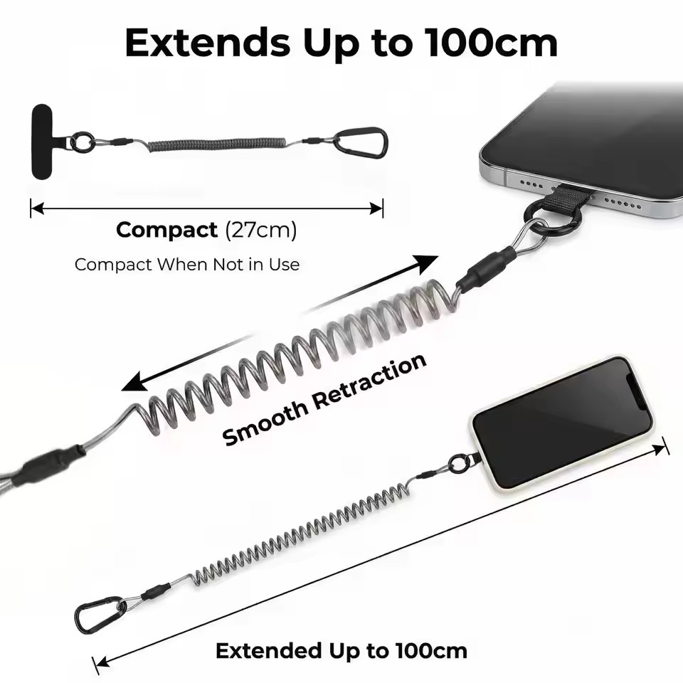 분실 방지 유연한 휴대폰 스트랩, 패치 스프링 코드 안 - Carabiner Keychain 리뷰 및 가격