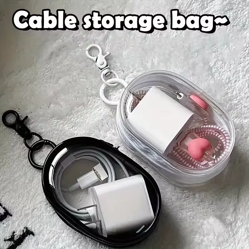 휴대용 미니 투명 지퍼 수납 가방 - 이어폰 충전기용  - Cable Winder Keychain 리뷰 및 가격
