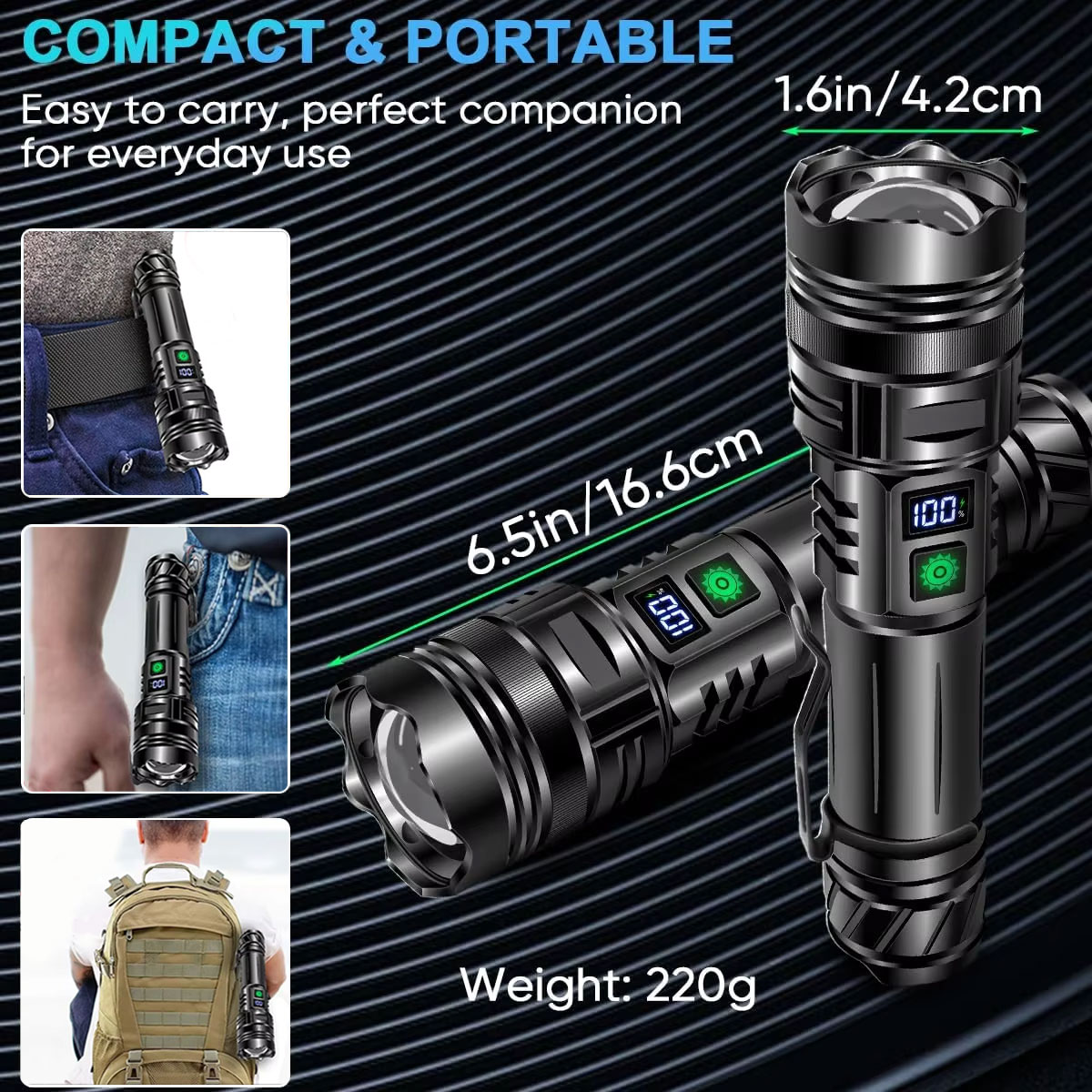 높은 전원 LED 손전등 USB 충전식 강력한 강한 빛 - Edc Carry Pen 리뷰 및 가격