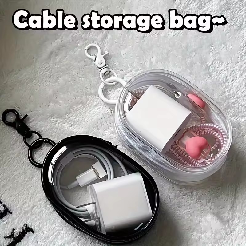 휴대용 미니 투명 지퍼 보관 가방 - 편리한 키체인 루 - Cable Winder Keychain 리뷰 및 가격