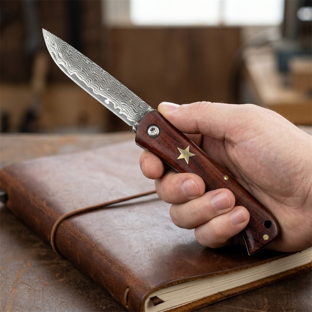 컴팩트 아웃도어 서바이벌 다마스커스 접이식 포켓 나이프 - Edc Pocket Carry Fixed Blade 리뷰 및 가격